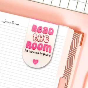 Read the Room Magnetic Bookmark - Beautifully Illustrated Two-Sided Design for Books Notebooks Planners Journals 2" Tall Folded Size Cardstock Paper Laminated One Side