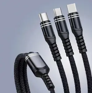 3-in-1 Fast Charging USB Cable - Universal Multifunctional Charger Cord Compatible with Type-C, Micro USB, iOS Phones for Mobile Device Charging