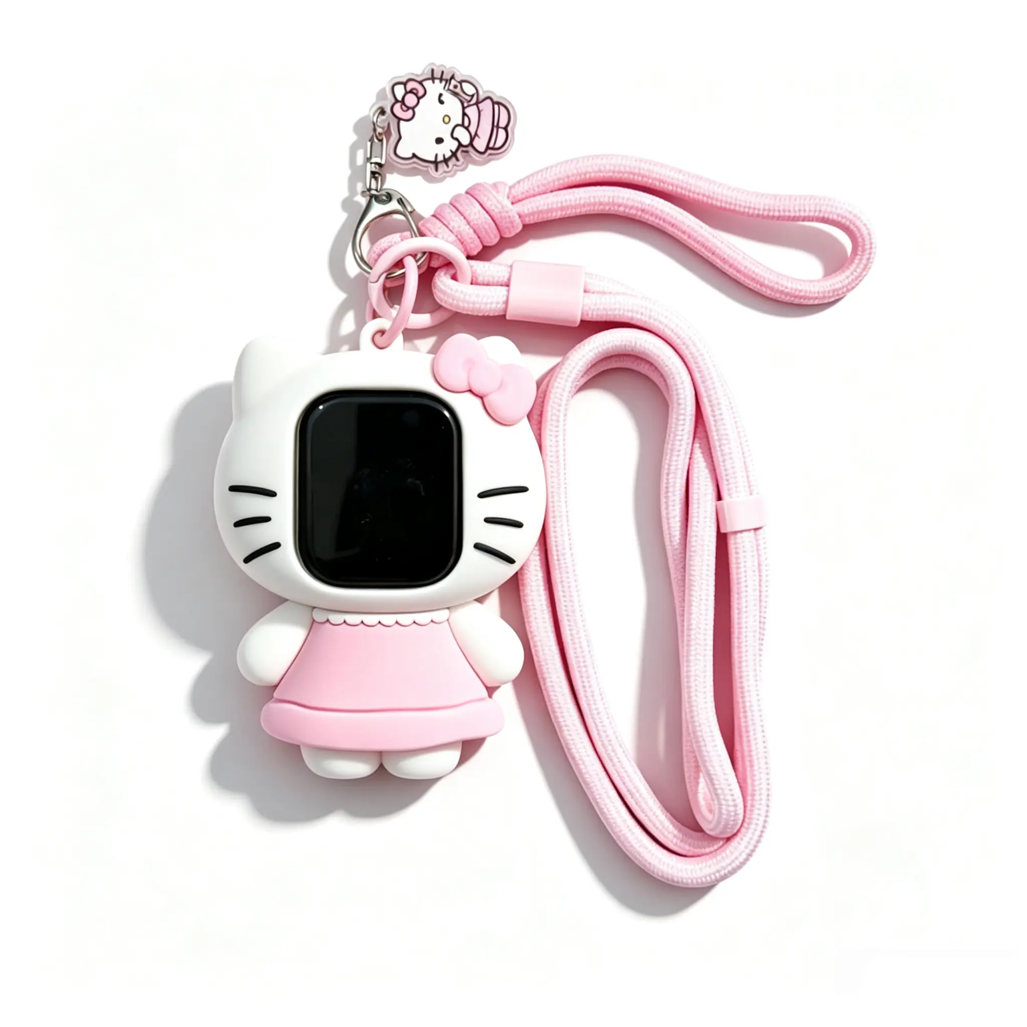 Sanrio Hello Kitty Pink Smartwatch Case, Cute Cartoon Silicone Bumper, Shock-proof Scratch-resistant Protective Cover, Full Cutout for Full Function Access, Easy Installation, Wearable Smartwatch Accessory for Girls, Ideal Gift with Protection Feature