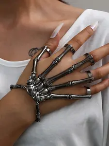 New Fashion Punk Skull Hand Bone Ring Set, Unisex Five Finger Design, Versatile Accessory for All Occasions, Trendy Jewelry Gift, Trendy Jewellery Accessories