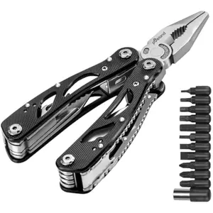 Multitool Pliers Set Stainless Steel Screwdriver Tool with 11 Screwdriver Bits Black