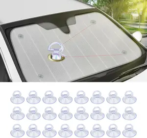 24 count  Glass Windshield Sunshade Suction Cups,  Window Shades Suction Cups, Pull Ring Sun Visor Suction Cups, Universal  Accessories Suction Cup Hooks for  Windows Kitchen Bathroom