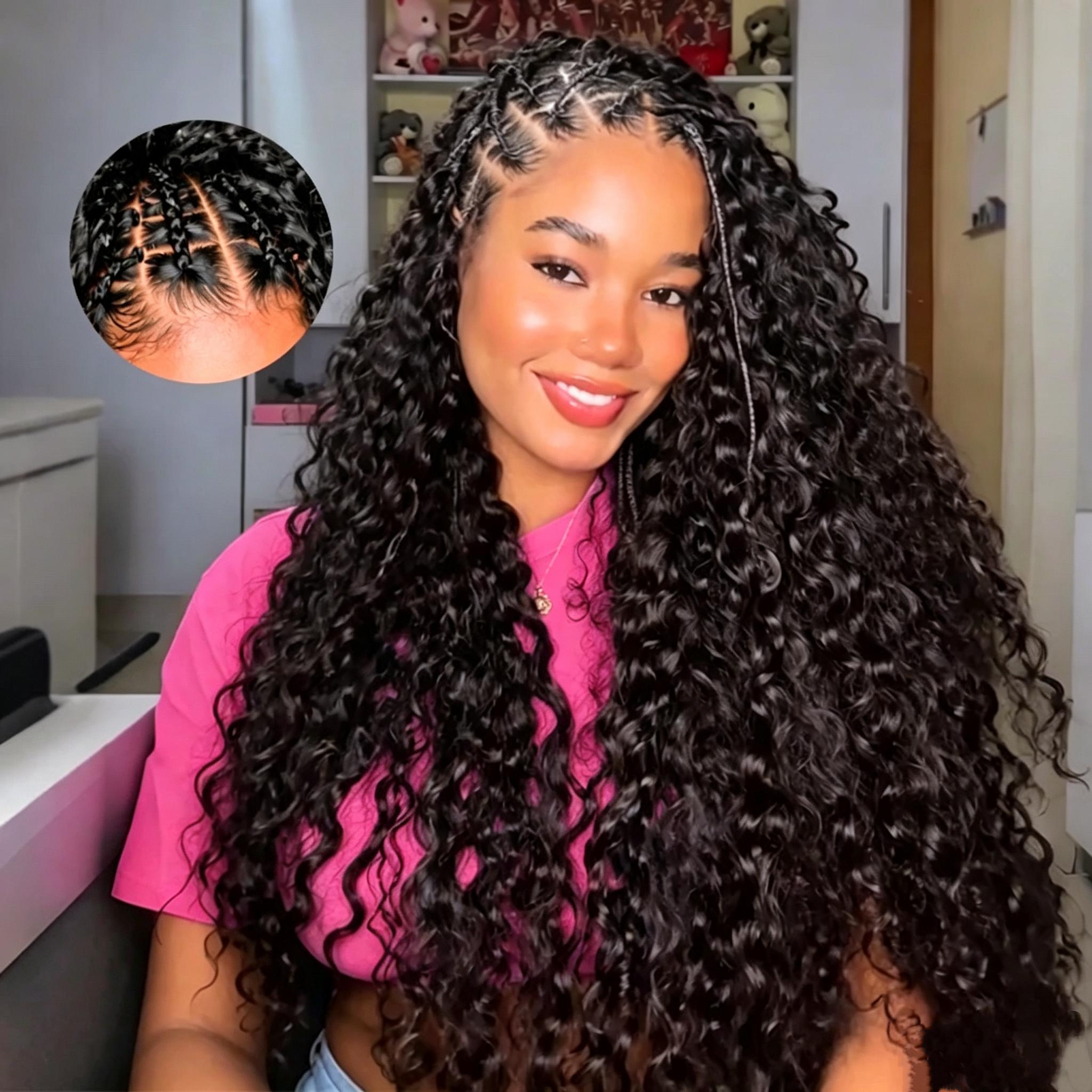 Asakiss Human Hair Feather Crochet Extensions - Burmese Curly, Knotless Water Wave, Pre-Separated for Boho Braids & Hair Braids, 4-5 Packs (48-52g/Pack) for Full Head, Glueless Lightweight Time-Saving Protective Styles with Curled Waves