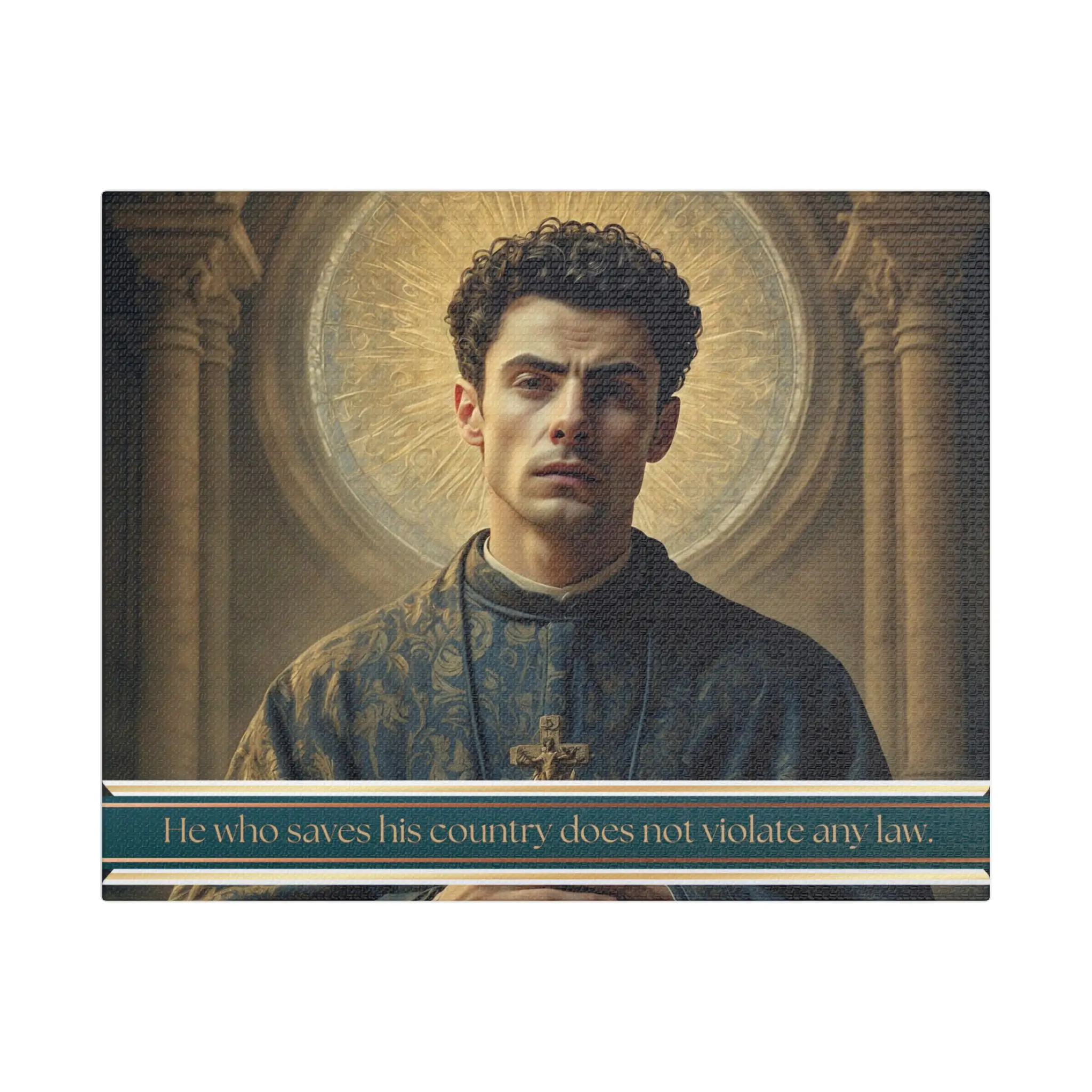 Canvas Art - Mangione; Patron Saint FAFO, Satin Canvas, Stretched Wall Decor, Religious Artwork, Home Decoration, Gift for Catholics, Colorful Poster