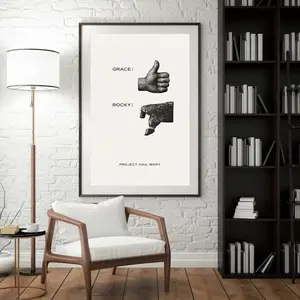 Project Hail Mary "Grace Thumbs Up, Rocky Thumbs Down" Poster - Funny Sci-Fi Communication Humor Art - Eridian Alien & Human Friendship Wall Print