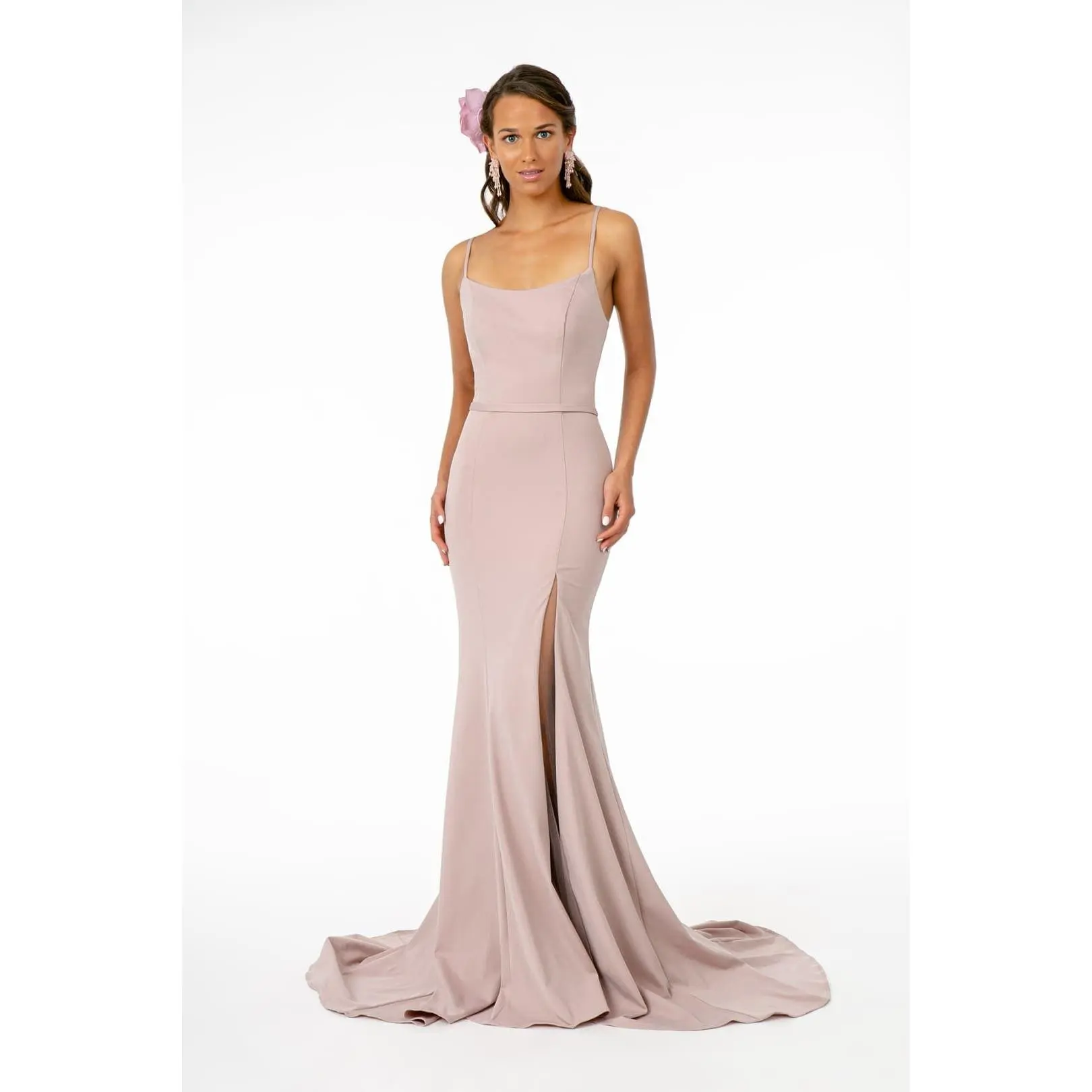 Elizabeth K GL2670 Simple Long Slit Mermaid Mauve Formal Evening Dress