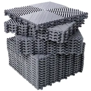 Interlocking Plastic Garage Floor Mats 25-Piece, 15.6"x15.6" Non-Slip Drainage Floor Tiles, Splicing Shower Mat for Garage, Garden, Kitchen & Outdoor