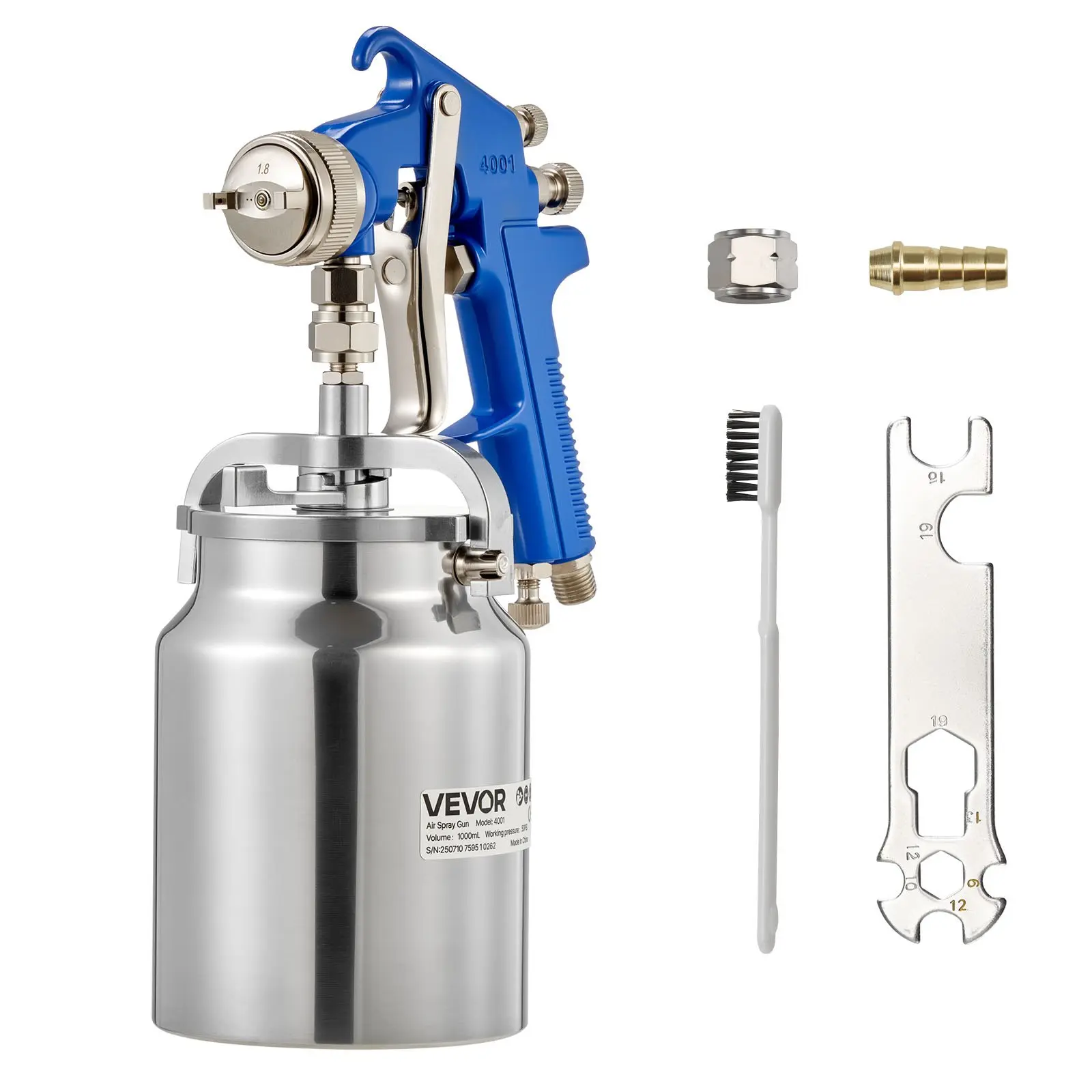 VEVOR Siphon Feed Spray Gun, High Atomization Air Paint Spray Gun, 1000cc Automotive Paint Sprayer with 1.8 mm Nozzle, Adjustable Flow Rate Air Volume for Car, Furniture, Wall, House Painting