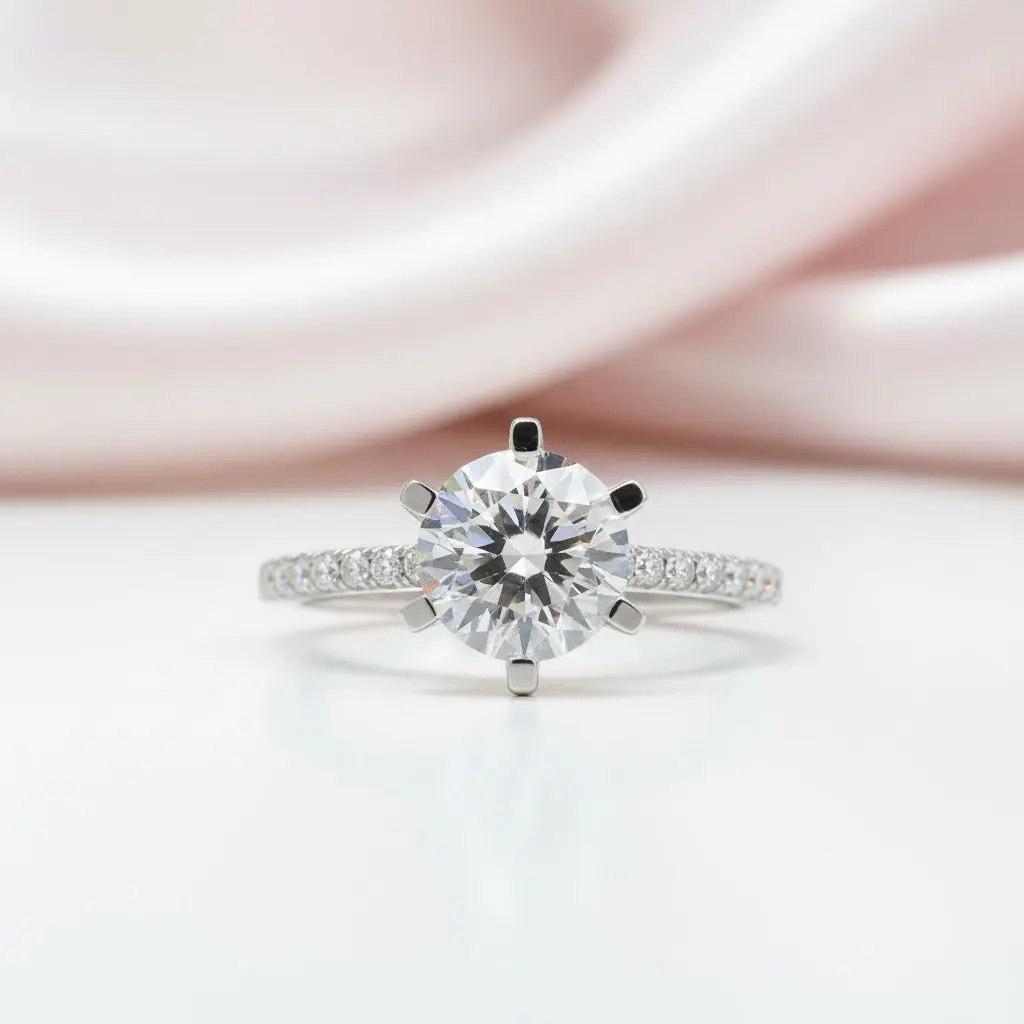 18K White Gold Round Cut 1ct Diamond Option Engagement Ring