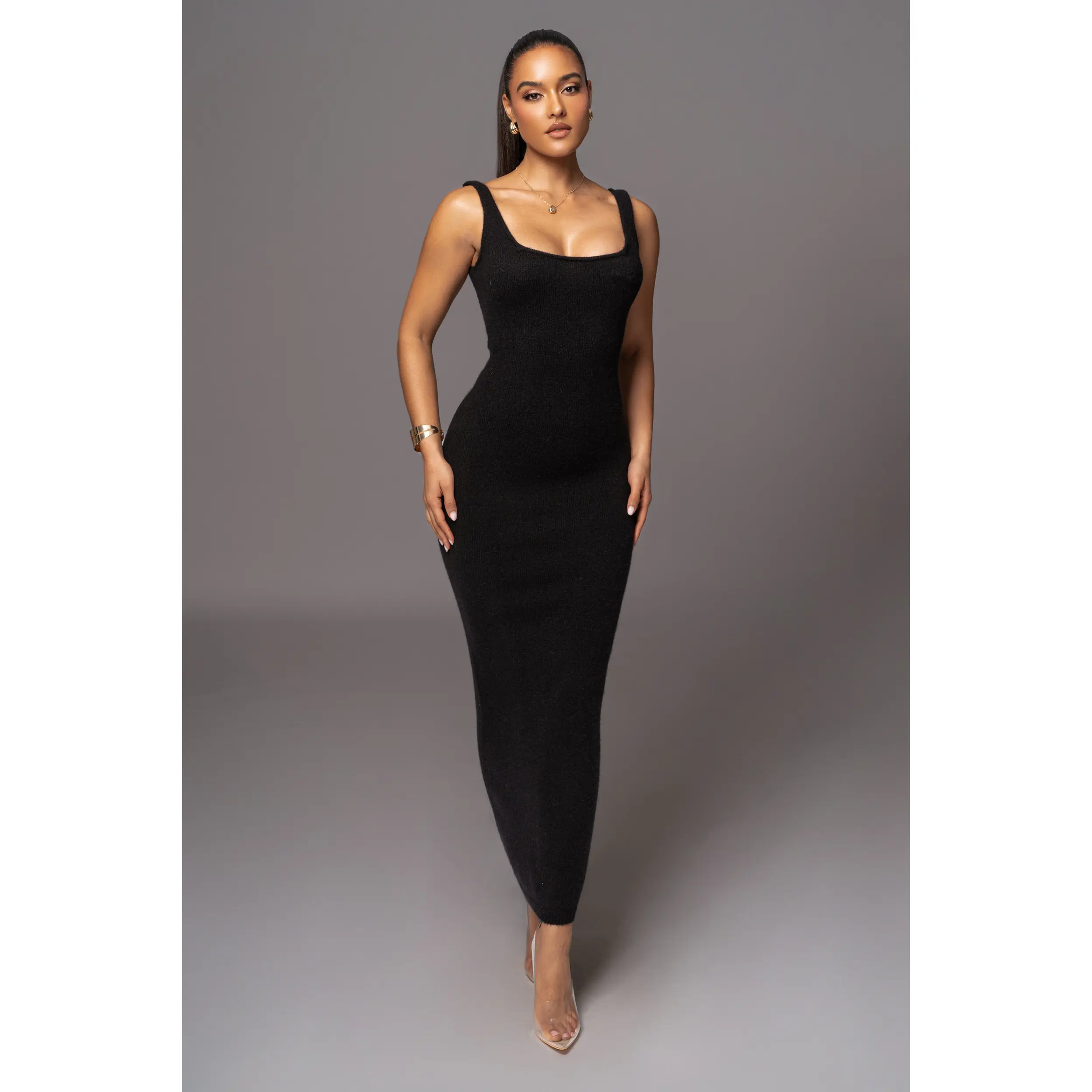 Black Karolina Knit Maxi Dress - TikTok Shop