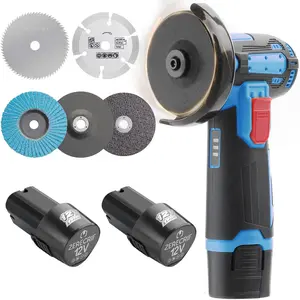4000mAh Rechargeable Angle Grinder Tool, Cordless Handheld Angle Grinder, Mini Portable Cutting Grinder, Brushless Power Cutting Tool, Lightweight Blue & Black Grinding Machine