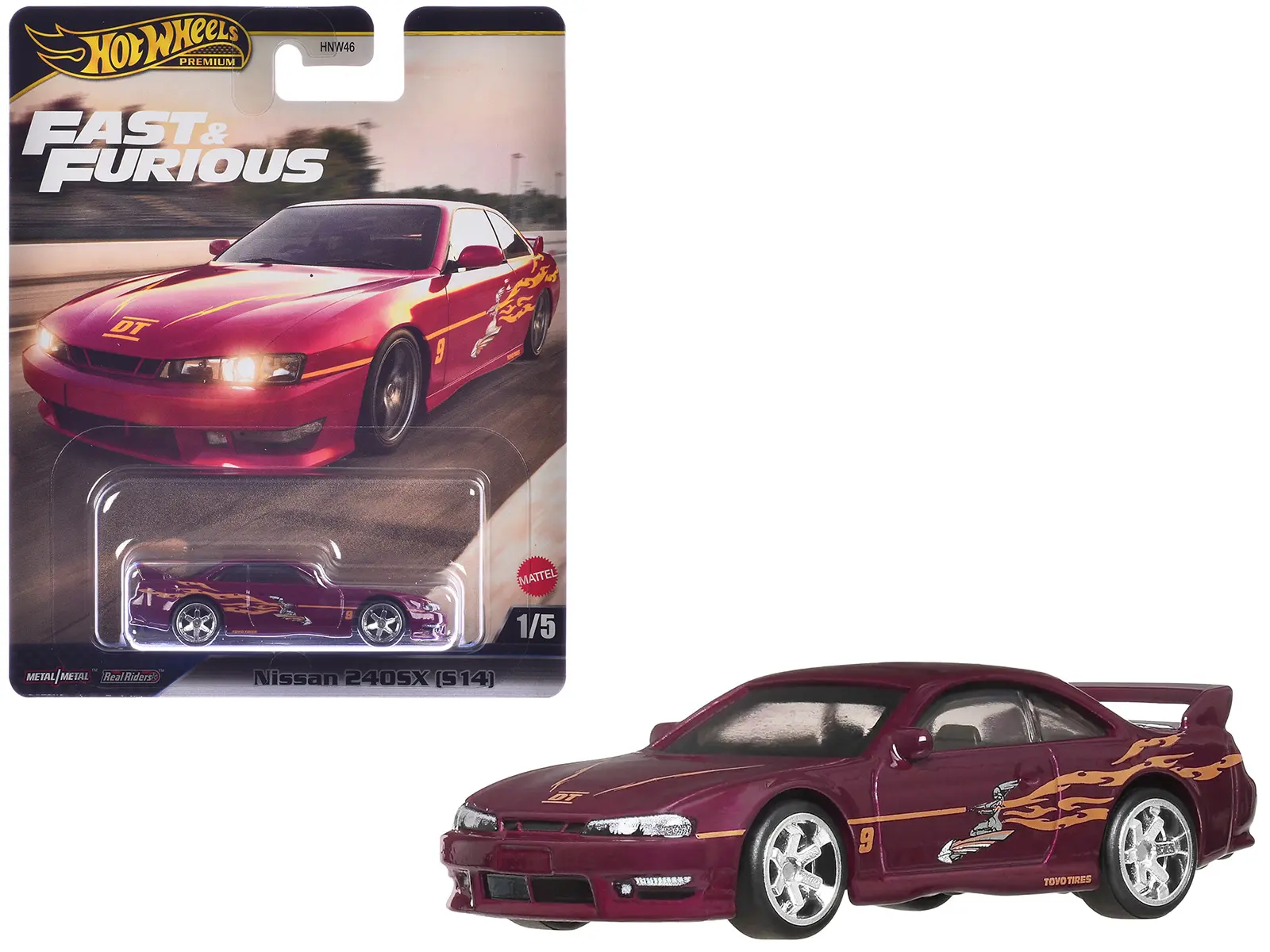 Nissan 240SX (S14) RHD Maroon with Graphics "The Fast and the Furious" (2001) Movie Diecast Model Car by Hot Wheels