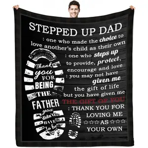 300GSM OSAM SPACE Stepdad Gifts Bonus Dad Stepped Up Dad Blanket from Stepdaughter Stepson Step Up Daddy Gifts for Fathers Day Birthday
