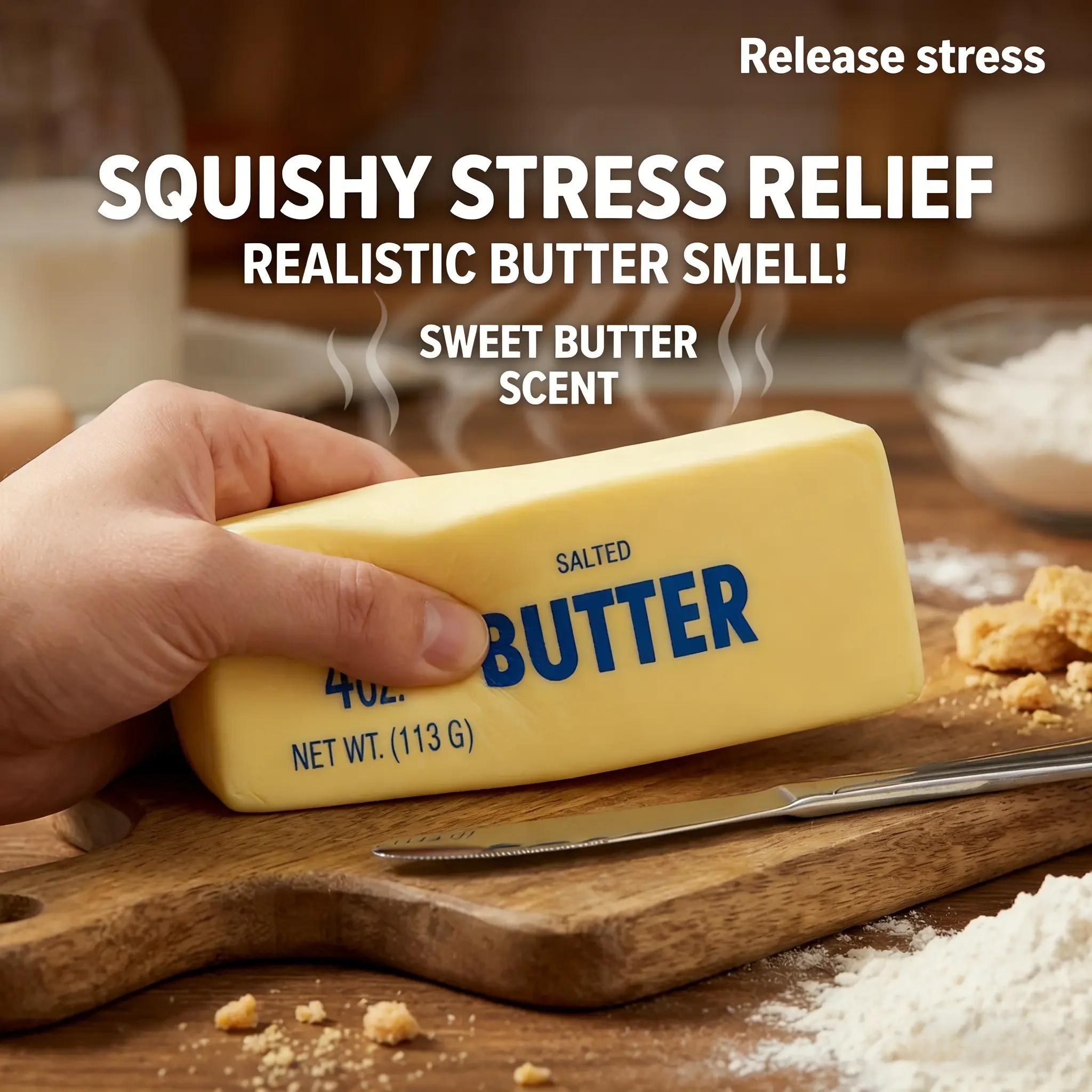 New ultra-soft, slow-rebound butter stick stress-relievingsqueeze toy -a stress-relieving toy that mimics real foodmodels, unique and fun-Fidget Squishy Toy Stress ReliefFidgeting, Desk Stress Relief, Decompression Squeeze