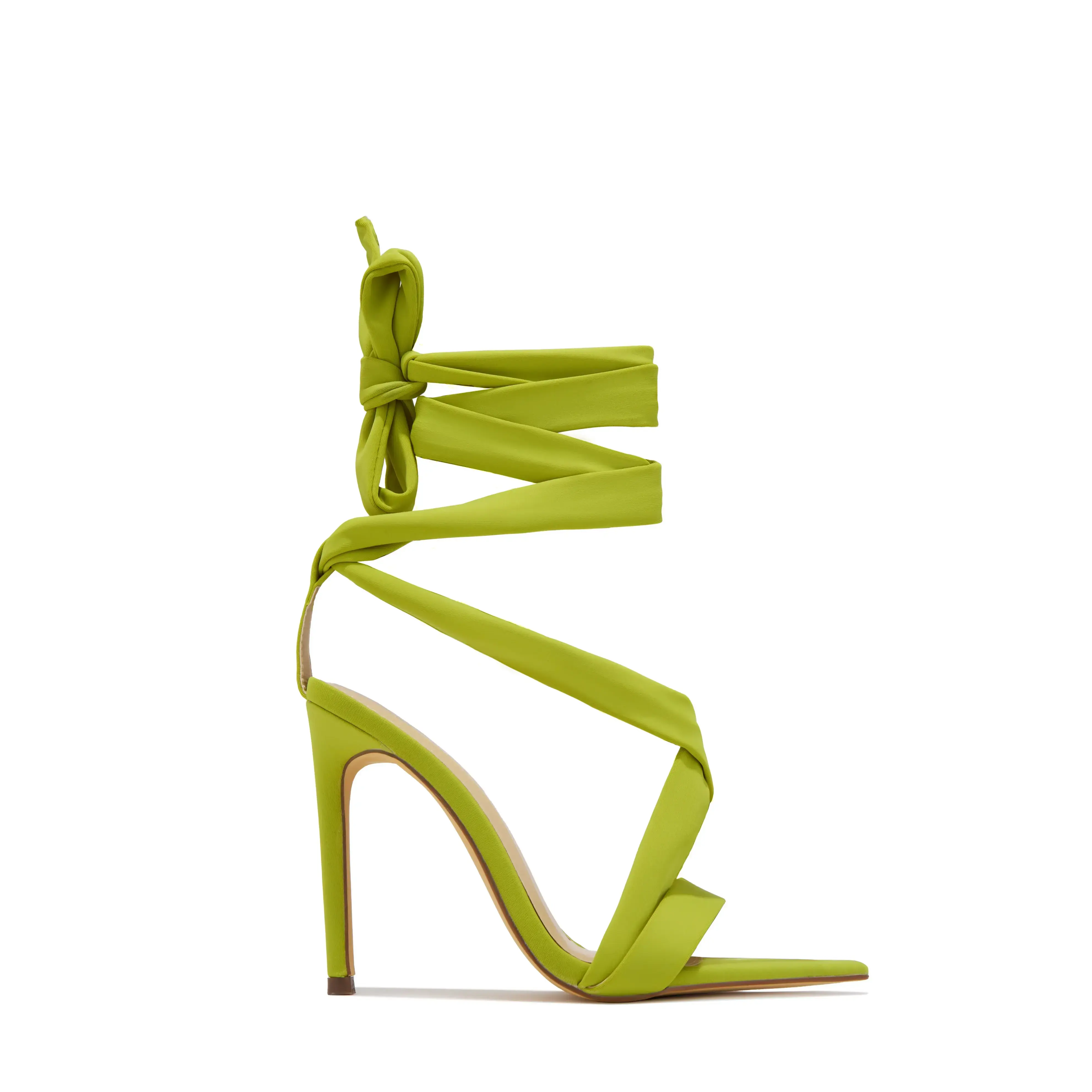 Nikki Ankle Wrap Stiletto Heels - Lime