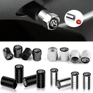 4Pcs/Set Metal Car Wheel Tire Valve Caps Tyre Rim Air Stem Covers For Toyota Corolla Chr rav4 prius Yaris Hilux auris avensis Auto Accessories Tire Pressure Caps