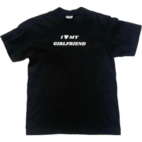 I love my girlfriend t-shirt, Gift For Him, Gift For Her, I love Shirt, I heart shirt, Menswear Crewneck Classic Tee Casual Collar Black Tshirt Unisex