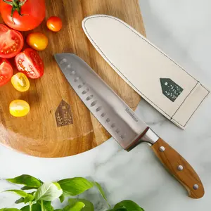 Bloomhouse Italian 7 Inch Santoku Knife made with Olive Wood and German Steel