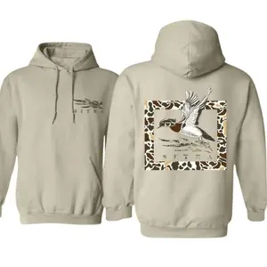 Stylish Sitka Hunting Hoodie with Flying Duck in Camo Pattern, Perfect for Outdoor Enthusiasts, Unisex Hoodie for Men Menswear Apparel Made In The USA