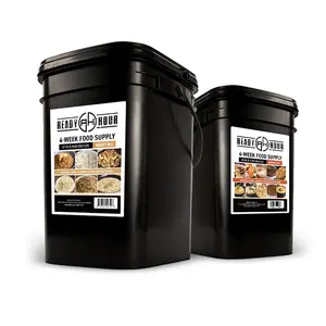 Ready Hour 4-Week Emergency Food Supply (250 Servings), Emergency Food Storage and Meal Entrées, Real Non-Perishable, 25-Year Shelf Life Food, Portable Flood-Safe Container