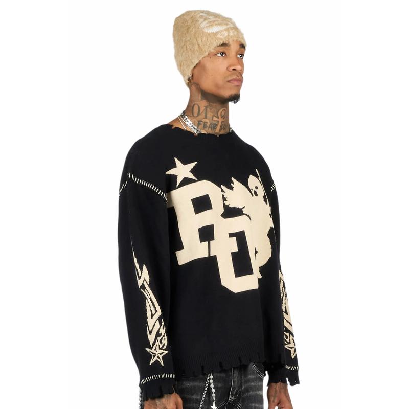 Pluton Black Knit Sweater