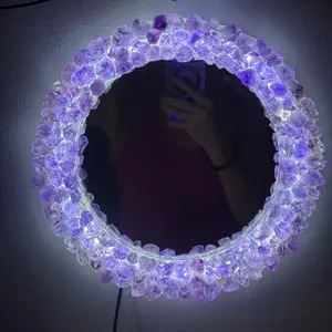 Amethyst Point Mirror, Light Up Crystal Mirror, Luxury Crystal Decor, Amethyst Mirror, Home Accents, Unique Gifts for Crystal Lovers