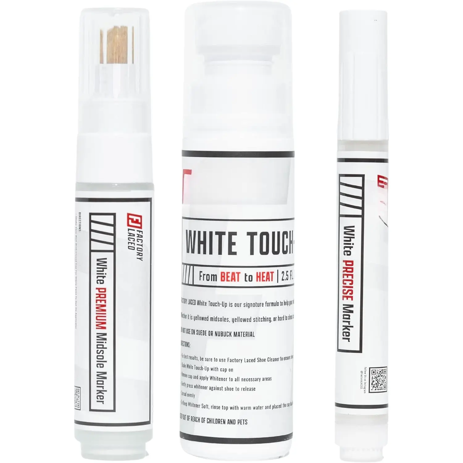 Shoe Whitener Bundle - Whitener Includes: Touch Up, Midsole Marker and White Marker - Safe on Leather, Canvas, Vinyl, Nylon