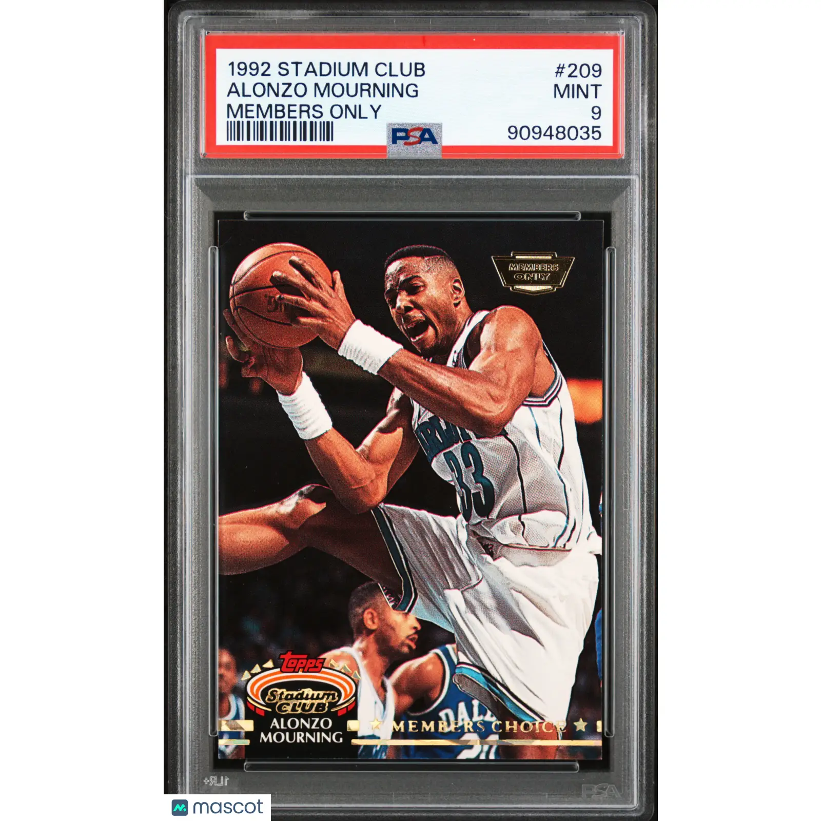 Alonzo Mourning PSA 1992 Stadium Club Members Only RC #209 9 90948035
