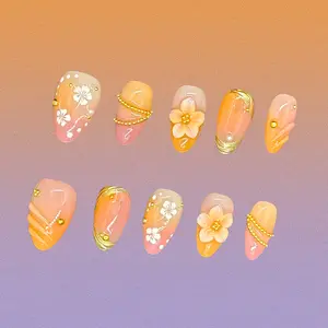 Bling by Allie  HONEY GLINT  100% Handmade Press-On Nails | Resusable, Salon Quality, Long Lasting