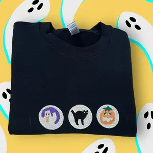 Halloween Cookies Boo Embroidered Sweatshirt, Spooky Season Sweatshirt, Ghost Pumpkin Shirt