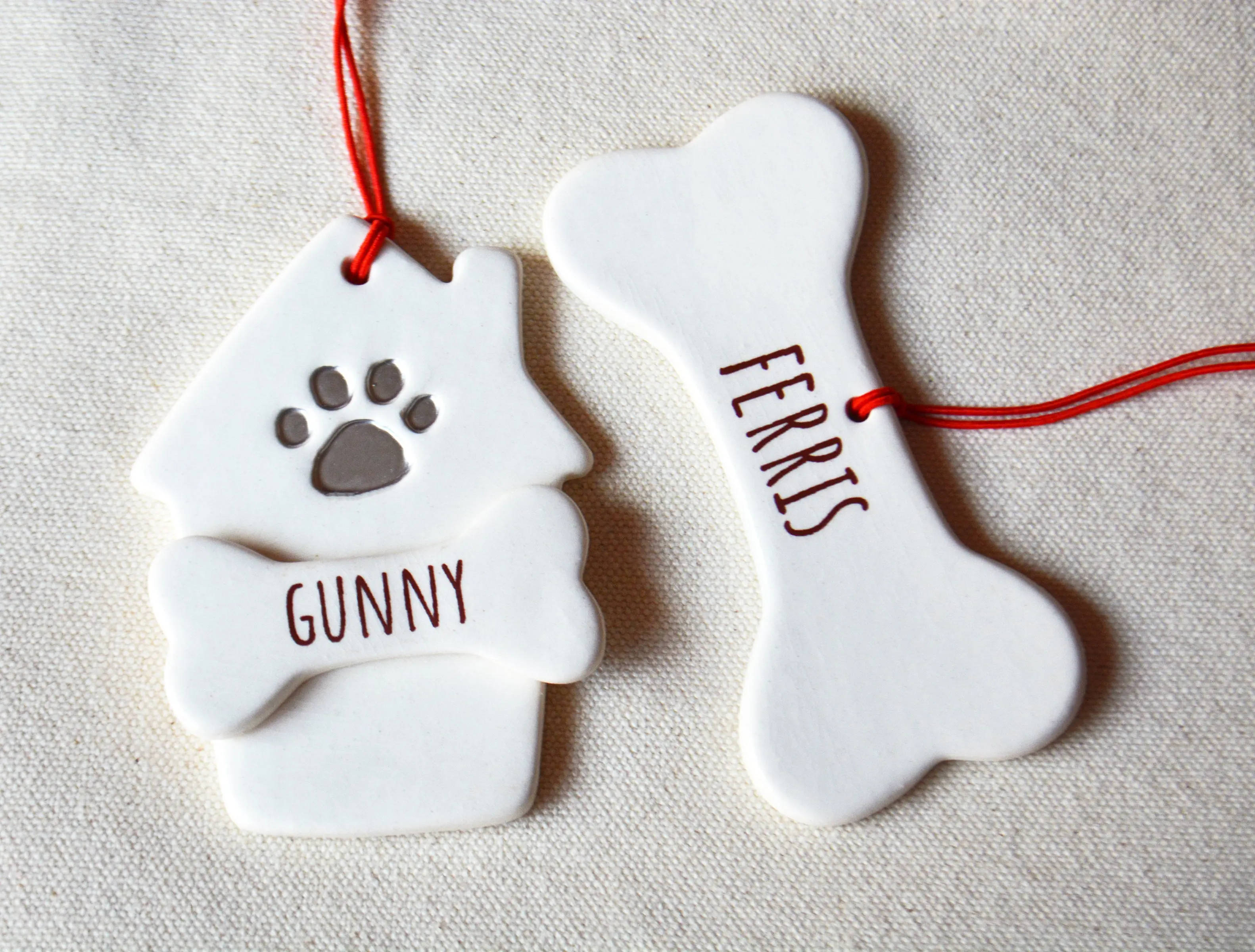 Personalized Dog House Ornament with Dog Bone and Pet Name