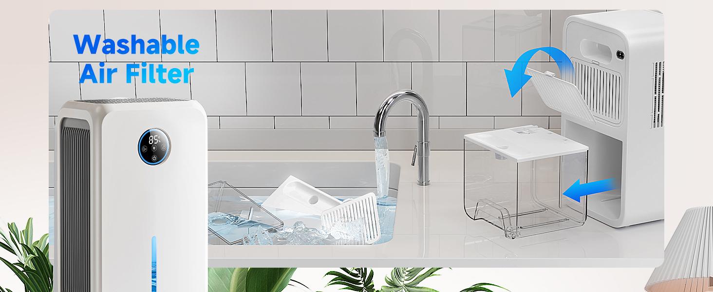 Dehumidifier for Home up to 1000 Sq.Ft, Quiet Portable Dehumidifier for Bedroom Basement Bathroom, Smart Auto Comfort Mode, Digital Display Humidity Control, Timer Function, Safe Energy Efficient Moisture Remover with Thermal Protection