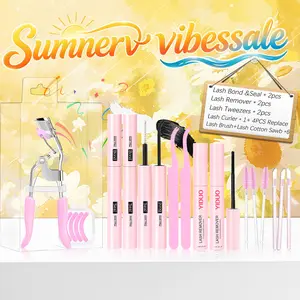 Lash Bond and Seal*2 + Remover*2+Eyelash Curler+Lash Brush 5 in 1 Set, 10ml Lash Bond and Seal Waterproof for Eyelash Clusters, 5ml Eyelash Remover Gentle Formula, Strong Hold, Eyelash Tools