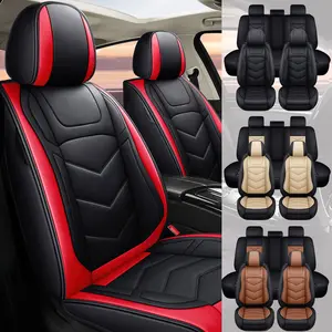 5 Seats Full Set Car Seat Covers, Premium Waterproof PU Leather Cushion Protectors, 40/60 Split Bench V-shaped Design Front and Rear Bench Seat, Universal for Fit for Hyundai Tucson/Sonata/Santa Fe/Kona/Elantra 2010-2024 2025 2026
