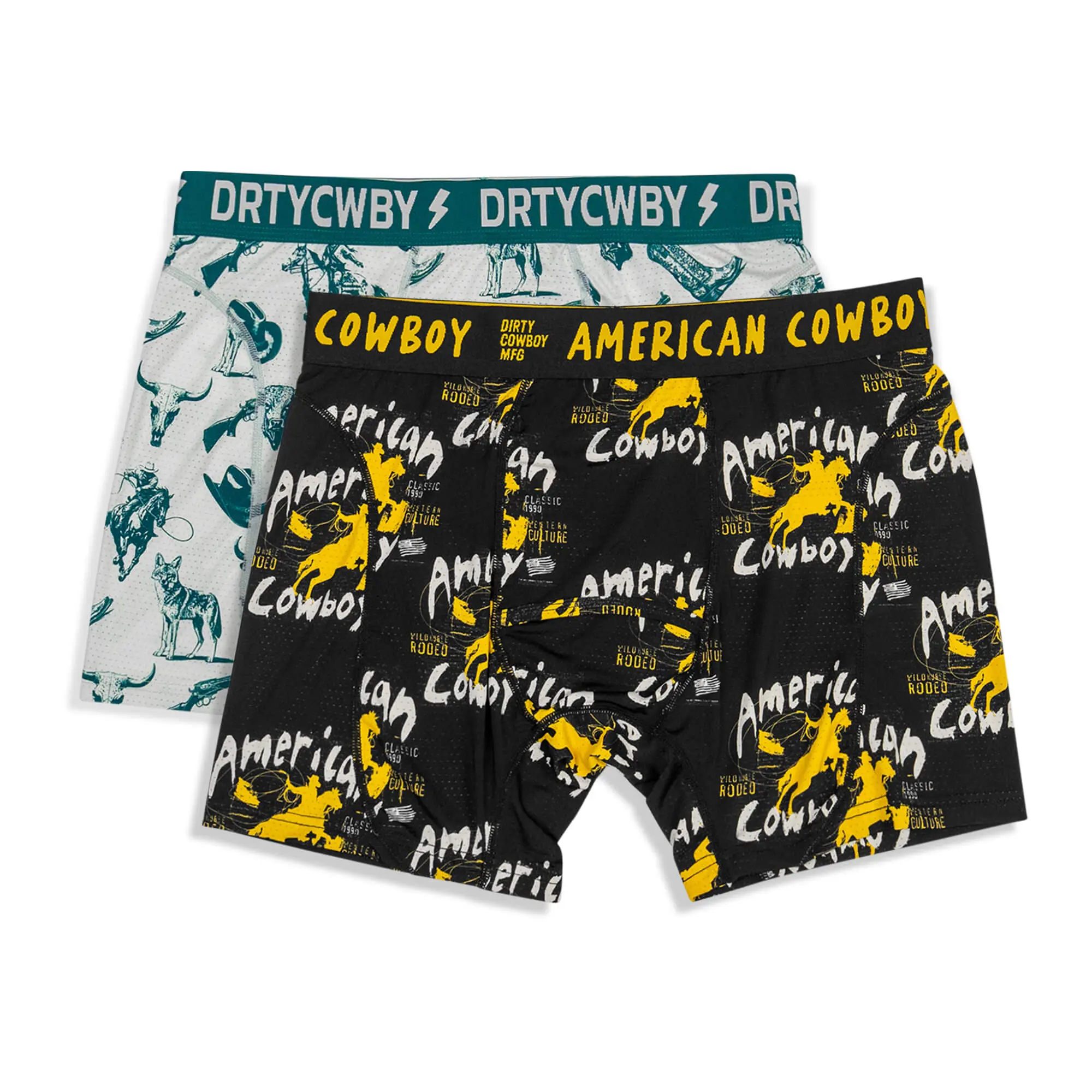 Men's Outlaw Cowboy Boxer Briefs - 2 Pack, Stretch Menswear, Athletic Day Underwear, Fabric