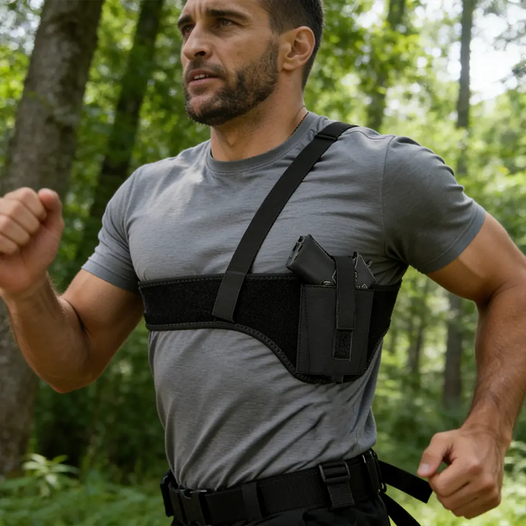 Men's Neoprene Shoulder Holster - Plain Underarm Deep Concealment Rig for Vests, Quick-Draw Universal Fit for Compact & Subcompact Pistols