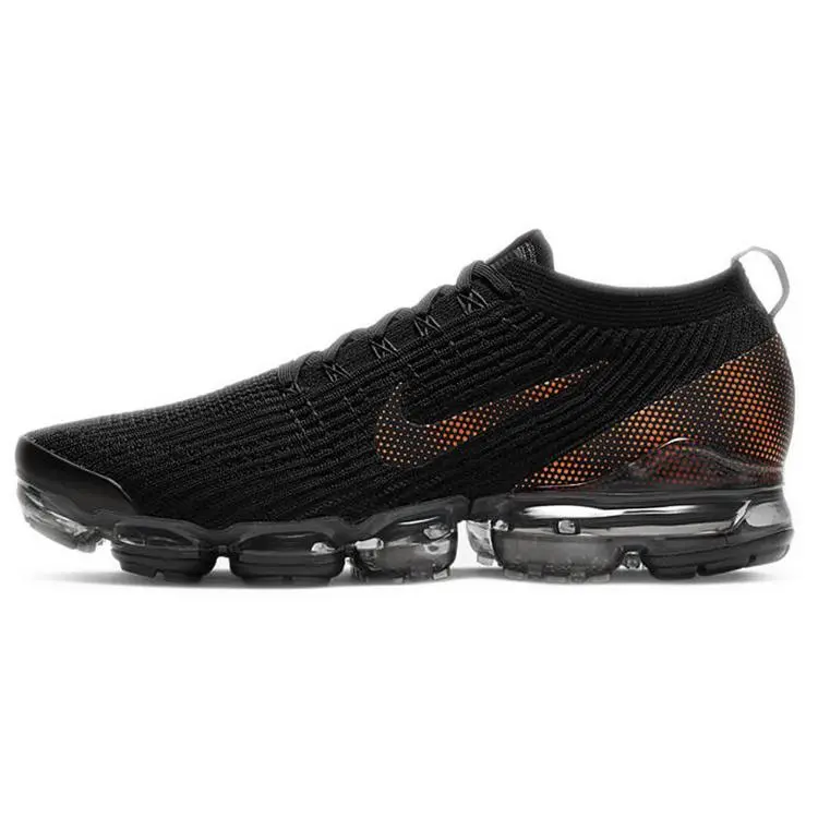 Nike Air VaporMax Flyknit 3 Black Total Orange Dark Smoke Grey Versatile Low Top Running Shoes Men's CU1926-001