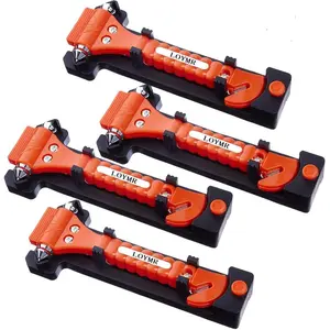 4 PCS Car Safety Hammer,with Car Window Glass Hammer Breaker and Safety Seat Belt Cutter 2-in-1 Emergency Escape Tool, Survival Kit Red
