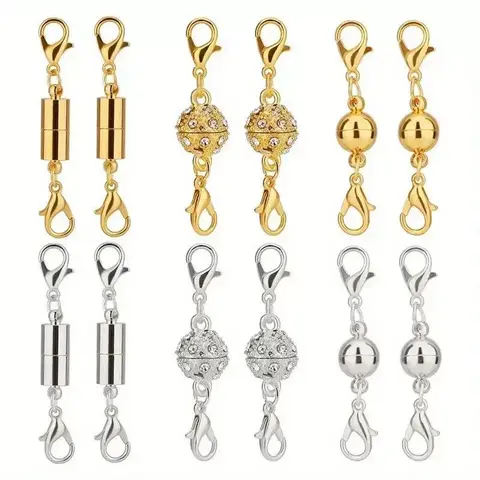 12 Pack Magnetic Necklace Clasps and Closures - 3 Styles Gold Silver Plated Jewelry Extender with Strong Magnet, Thoughtful Gift for Jewelry Lovers, Mom, GrandmaPerfect Present for Birthday Christmas, DIY Jewelry Making Accessories-0