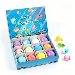 12 Pcs Kids Bomb Gift Set with Surprise Toys Inside | Easter Basket Stuffers for Boys & Girls | Colorful Fizzy Bubble Bath Bombs for Skin Nourishing & Gentle Care | Safe Bath Bombs for Kids Bath Time Fun