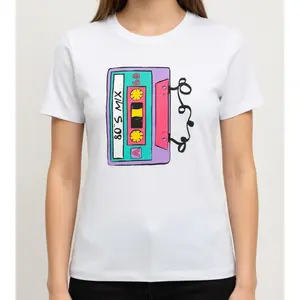 Retro Cassette 80's Mix Tape Graphic Tee, Vintage Throwback Music Design, Comfortable Unisex Fit for Men & Women, All‑Season Wear, Perfect Gift for Music Lovers