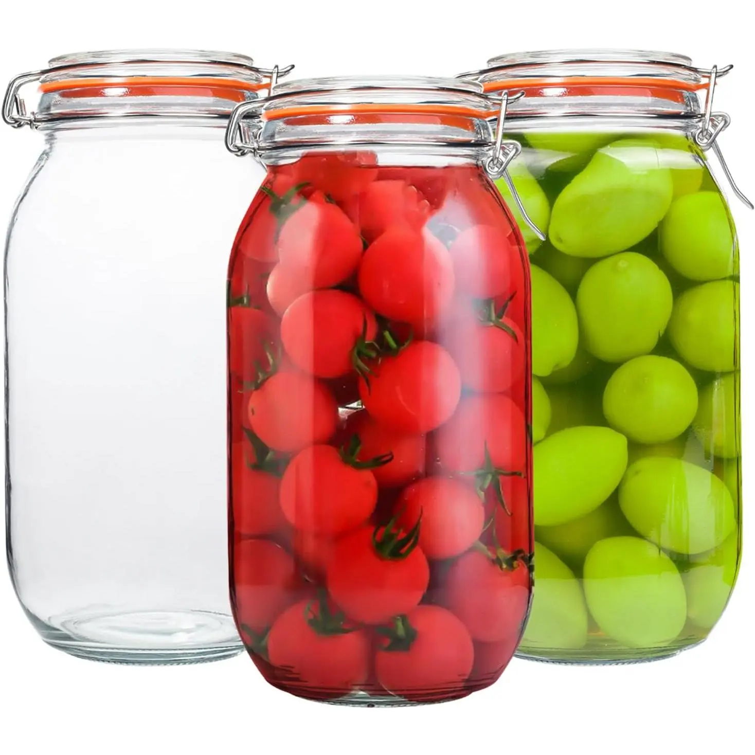 64 oz Large Mason Jars ,3 Pack Half Gallon Glass Pickling Jars with Airtight Lids,Air Tight Glass Storage Jars for Kitchen Canning
