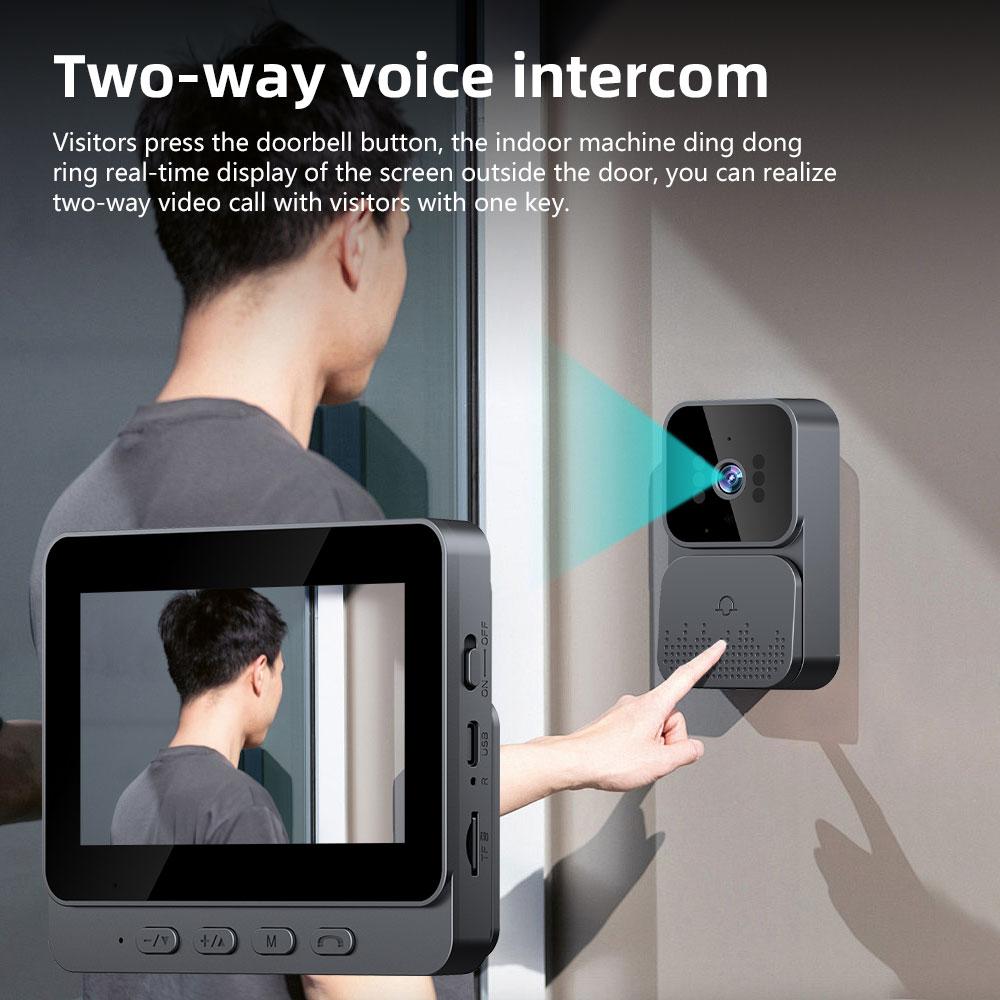 4.3-inch IPS Screen Wireless Video Doorbell Camera 2.4G, Two-Way Intercom, Infrared Night Vision, Ultra-Long Standby, Built-in Speaker, 128g SD Card,for Valentine’s Day Gift