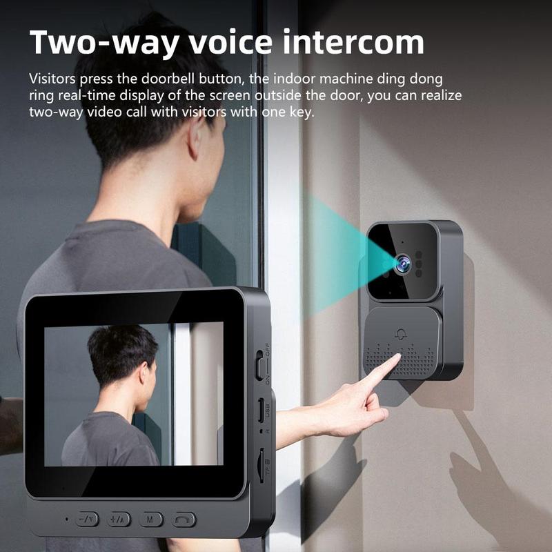 4.3-inch IPS Screen Wireless Video Doorbell Camera 2.4G, Two-Way Intercom, Infrared Night Vision, Ultra-Long Standby, Built-in Speaker, 128g SD Card,for Valentine’s Day Gift 4.3-inch IPS Screen Wireless Video Doorbell Camera 2.4G, Two-Way Intercom, Infrared Night Vision, Ultra-Long Standby, Built-in Speaker, 128g SD Card,for Valentine’s Day Gift