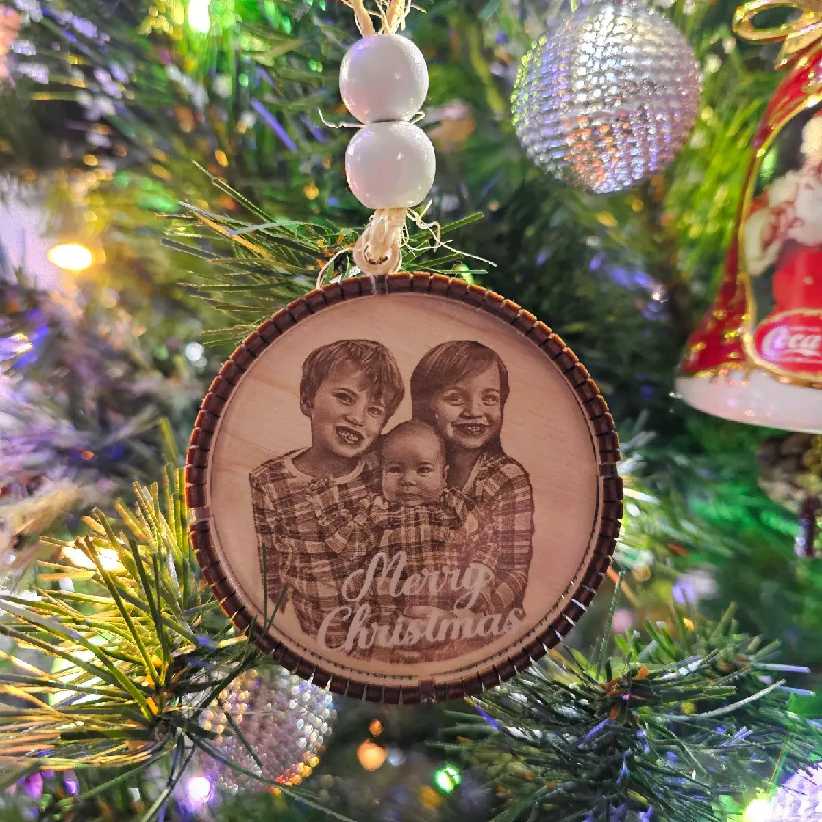 Customized Laser Engraved Photo Ornament - Personalized Gift for any Occasion