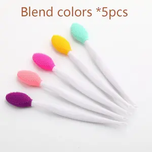 Random Color Double-sided Nose Cleansing Brush, 5 Counts Multifunctional Lip Mask Care Brush, Face Brush, Face Cleansing Stick, Pore Beauty Tool, Comfort, Pore Cleansing Facial Brush, Facial Care Tools, Facial Cleaning Tool