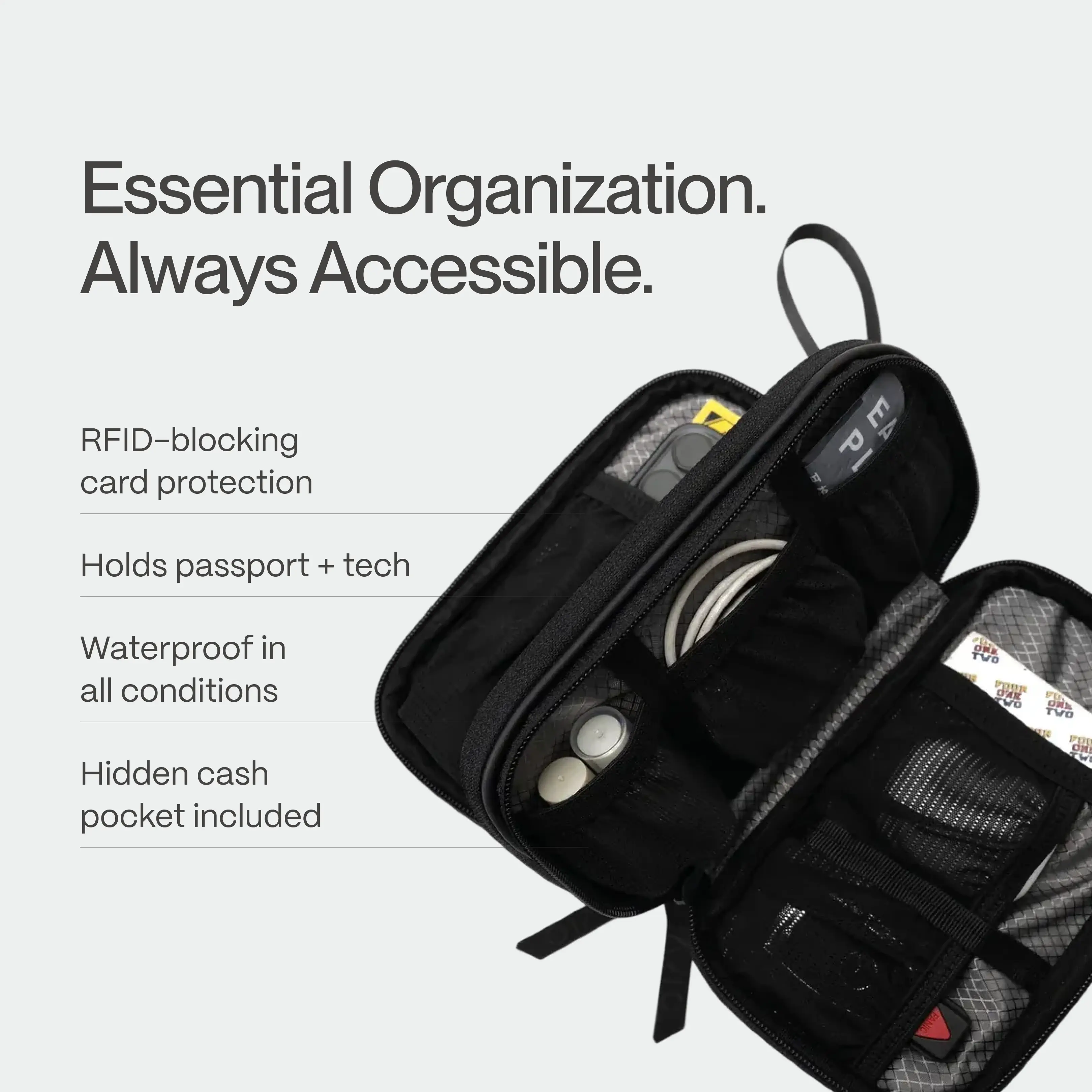AVIO | HATCH Water-Resistant Travel Pouch - Compact, Secure Closure, Travel Containers for Essentials - Ideal for Short Trips, Daily Commutes, Organizer Bag