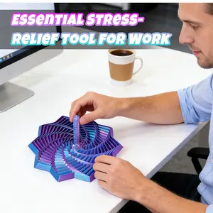 3D Printed Handle Radish Tower Illusion Stress Relief Toy, Spiral Tower Anxiety Reliever, Fun and Relaxing Desk Accessory