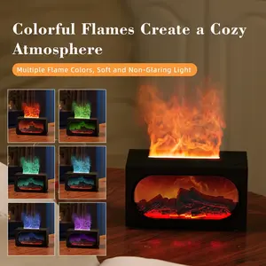 Fireplace-style flame aroma diffuser, USB powered, silent ultrasonic humidifier with timer and colorful changing LED lights, Aroma Diffuser Humidifiers, suitable for yoga and relaxation, bedrooms, living rooms, etc.
