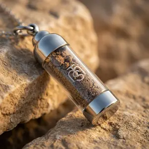 Temple Mount Soil Glass Pendant Numbered Necklace with Authentic Jerusalem Earth